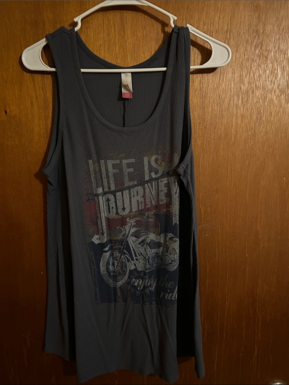 No Boundaries Dark Gray Graphic Tank Top - Motorcycle "Life Is A Journey"